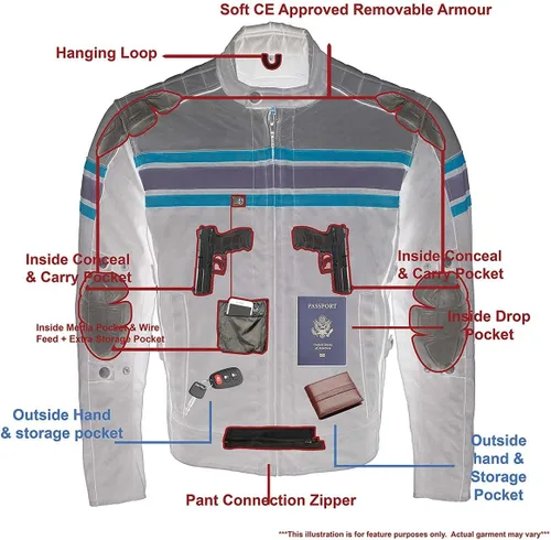 Vista 4 de Milwaukee Performance MPM1751 - Chaqueta de piel para hombre, diseño de rayas, color negro