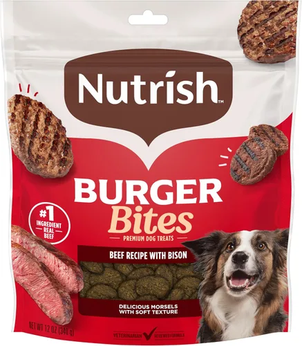 Vista 6 de Nutrish Burger Bites Receta de carne de res con bisonte Premium, bolsa de 5 onzas, paquete de 5 (Rachael Ray)