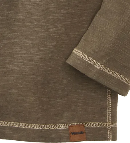 Vista 3 de Venado Camiseta de manga larga y cuello henley para hombre, material flexible