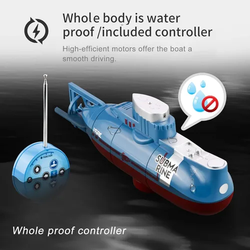 Vista 8 de GoolRC Mini submarino RC, LSRC-SMI barco de control remoto impermeable buceo juguete (azul)