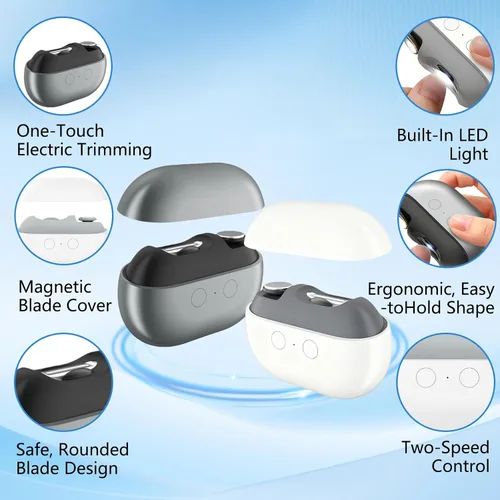 Vista 3 de Easyclip - Cortauñas inteligente, 2026, nuevo 3 en 1, EasyClip inteligente, para personas mayores, cortaúñas automático con luz LED y almacenamiento