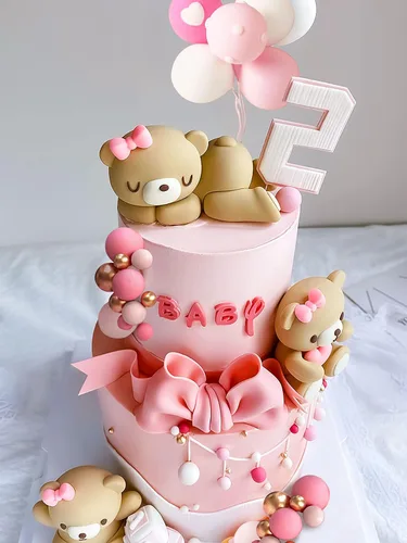 Vista 5 de JeVenis Decoración de Pastel de Oso de Peluche de Lujo Grande, Decoración de Pastel de Oso de Peluche para Baby Shower, Decoración de Pastel de Oso