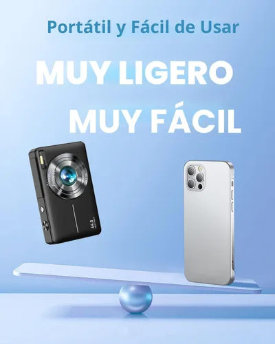 Vista 4 de Cámara digital, FHD 1080P - Cámara de apuntar y disparar con zoom de 16X, tarjeta de 32 GB, pequeña cámara de video compacta regalo para niños