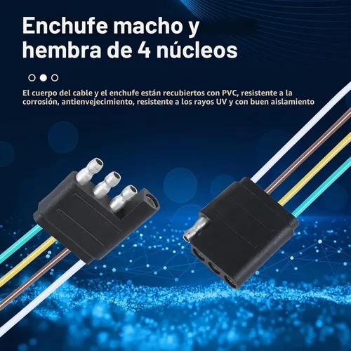 Vista 6 de 1 kit de arnés de cableado de remolque de automóvil de 4 núcleos, enchufe de cable de alimentación de metal de 9.8 pies, adaptador universal