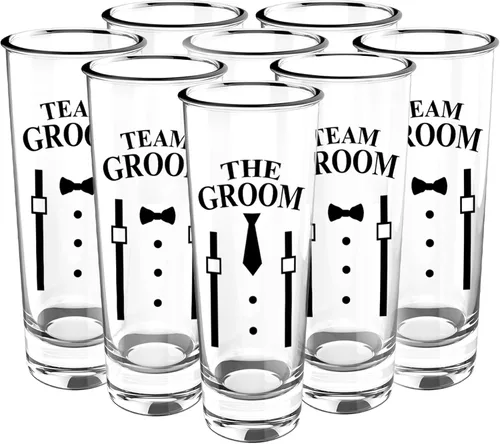Vista 10 de Juego de vasos de chupito para padrinos de boda de 8 a 2 onzas con base pesada para whisky, tequila, vodka, regalos únicos para padrinos de boda