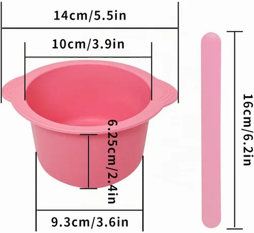 Vista 5 de KVZVK Cuenco de Cera de Silicona Antiadherente Recipiente Forro para Depilación con Espátula de Cera (Rosa)