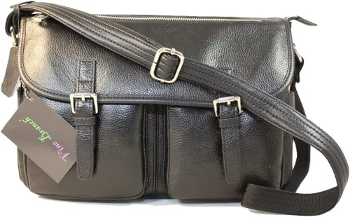 Vista 5 de Monedero de piel genuina estilo vintage múltiples bolsillos negro, Negro