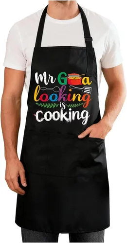Vista 31 de Delantales divertidos para hombres y mujeres, perfectos para cocina, barbacoa, hornear, esposa, marido, regalo de cumpleaños para papá