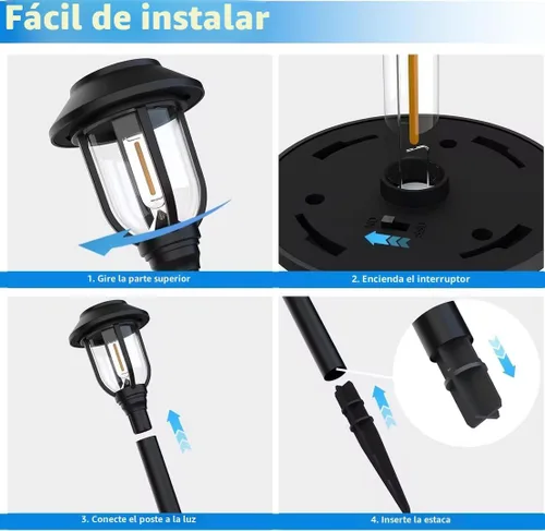 Vista 6 de ILANCK Luces solares para caminos al aire libre, paquete de 12 luces solares para exteriores, impermeables, blanco cálido, encendido y apagado