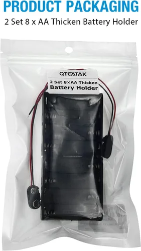 Vista 5 de 2 soportes para 8 pilas AA con clip de batería tipo I cableado y conector a presión estándar