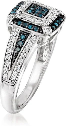 Vista 3 de Ross-Simons 0.49 ct. t.w. Blue and White Diamond Ring in Sterling Silver