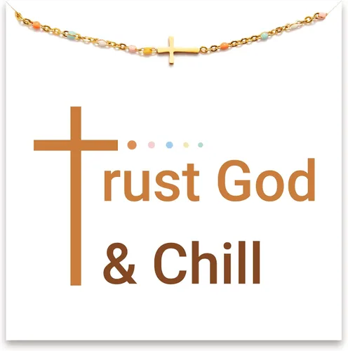 Vista 21 de STORYJEWELLERY Regalos religiosos y cristianos para mujeres, brazaletes con cruz, para bautismo, confirmación y Pascua, regalos para dar aliento a