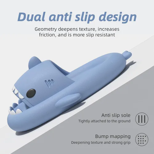 Vista 3 de rosyclo Pantuflas de tiburón en forma de nube, bonitas sandalias de tiburón para mujeres y hombres, sandalias de verano para niños y niñas, zapatos