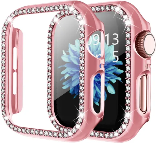 Vista 17 de Adepoy - Funda Compatible para Apple Watch de 1.496 Pulgadas Serie 3/2/1, con Brillantes, Funda Protectora con Marco de Pantalla para Mujer, Niña