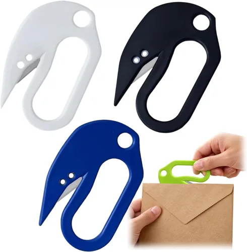 Vista 8 de Letter Opener Envelope Slitter Tool Concealed Blade Mail Opener with Ergonomic Comfort Grip, Compact Paper Cutter for Envelopes, Bubble Mailers Red