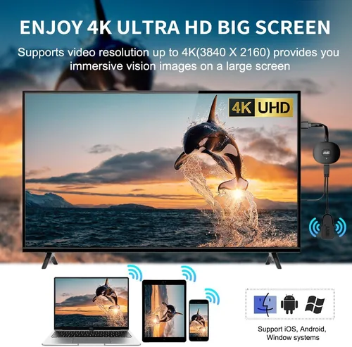 Vista 3 de Adaptador inalámbrico HDMI Display Dongle 4K, Receptor de espejo de pantalla Casting Video y audio de Android, i-OS, Pad, computadora portátil