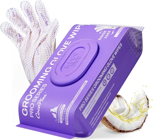 Vista 10 de HICC PET - Toallitas de limpieza para guantes profesionales para perros y gatos, 6 piezas de aroma a coco.
