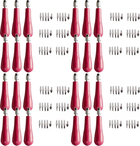 Vista 10 de Speedball Cortador de linóleo estilo cúter, con varias cuchillas Rojo