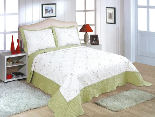Vista 2 de ALL FOR YOU Juego de colcha reversible de 3 piezas (azul marino y blanco crema, matrimonial/Queen)