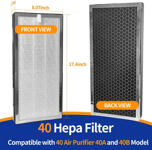 Vista 3 de 40 filtros de repuesto H13 HEPA filtro compatible con purificador de aire Ma-dify 40 filtros 3 en 1 que contiene carbón activado de alta eficiencia