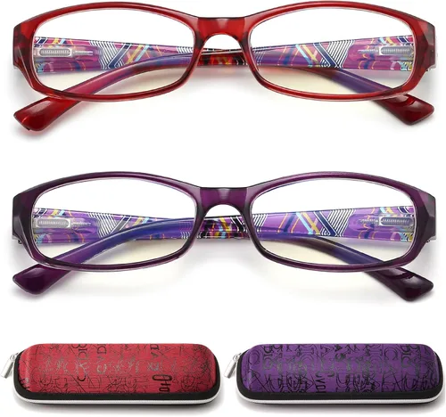 Vista 10 de Gafas de Bloqueo de Luz Azul para Mujeres - 2 Pares Lentes de Computadora Ligeros Anti-reflejos de Pantalla Azul Gafas de Calidad Azul/Negro