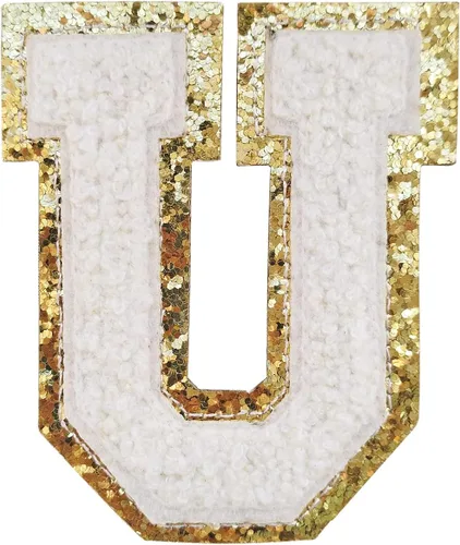 Vista 111 de 3Pcs Letter Patches Varsity Glitters Chenille,SPRT Iron on Blue Letter Patch,Alphabet Cloth Patch for Team Costume Decoration 3.1in Height S