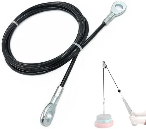 Vista 2 de High Strength Fitness Gym Replacement Cable 5mm Steel Wire with Nylon Coating, Smooth Operation (2.5m)