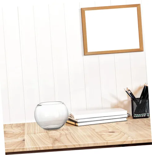 Vista 5 de POPETPOP Cuenco de pescado de vidrio transparente para tanque de escritorio compacto para decoración de oficina en casa para plantas, peces