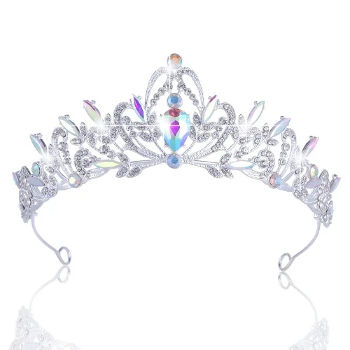 Vista 8 de Kamirola Diadema de coronas y tiaras de cristal para niñas o mujeres fiesta de cumpleaños boda graduación novia Navidad San Valentín