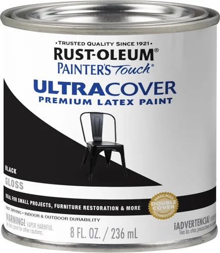 Vista 39 de Rust-Oleum 1976502 Painter's Touch - Pintura de látex, cuarto de galón, negro plano, 32 onzas líquidas, (paquete de 1)