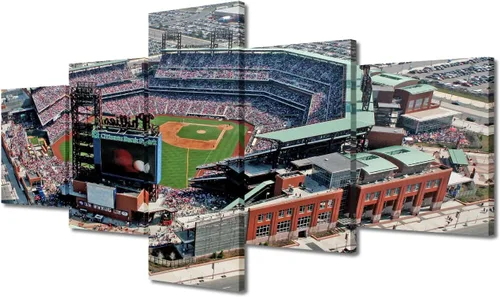 Vista 79 de Busch Stadium Baseball Home Decor St. Louis, Missouri Cityscape - Pósteres e impresiones artísticas de pared de 5 piezas de estadios de béisbol