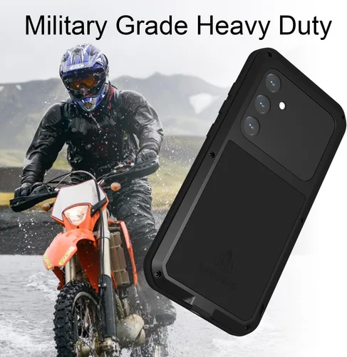Vista 4 de LOVE MEI Funda compatible con Samsung Galaxy S24 Plus, resistente al agua, para exteriores, militar, resistente, a prueba de golpes, polvo y Negro