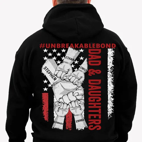 Vista 4 de LOVELYPOD Personalize Unbreakable Bond Father Papa Shirt Personalizado Fist Bump Papa Padre w Kid Name T-Shirt S-4XL Sudadera