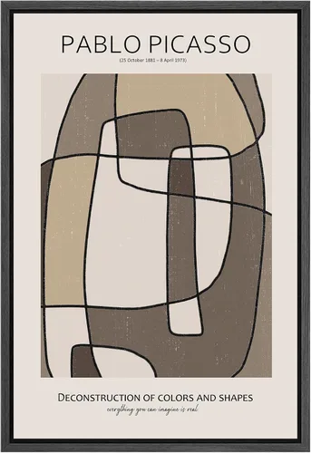 Vista 17 de SIGNLEADER Lienzo enmarcado para pared, paisaje pastel abstracto negro, naturaleza, ilustraciones de área silvestre, arte moderno, decorativo