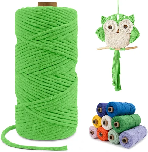 Vista 71 de Cuerda de macramé de una sola hebra de 0.197 in x 110 yardas, cuerda de macramé de algodón natural de 0.197 in, cuerda de algodón grueso para colgar