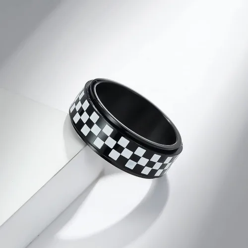 Vista 2 de Anillos giratorios de acero inoxidable de 0315in color negro blanco para mujeres hombres niños adolescentes niñas delicados anillos giratorios