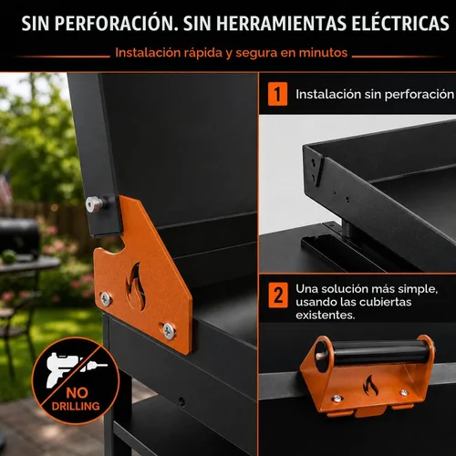 Vista 4 de Kit de mango y bisagra para parrilla Blackstone de 28" 36" 44" bisagras de Naranja