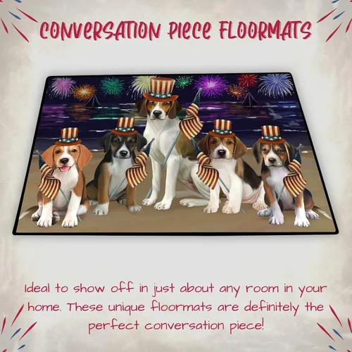 Vista 4 de Doggie of the Day American English Foxhound Dogs Floor Mat - 4th of July Independence Day - Best Dog Doormat - Protector Decor - Unique Portrait Art