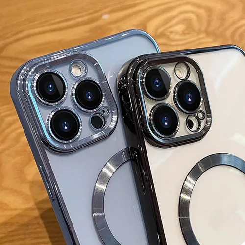 Vista 2 de aowner Funda magnética transparente para iPhone 11 Pro Max con protector de lente de cámara, compatible con MagSafe, no se amarillea, ajuste