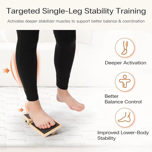 Vista 7 de StrongTek Ankle Mobility Board, Wooden Single-Leg Balance Trainer, Non-Slip