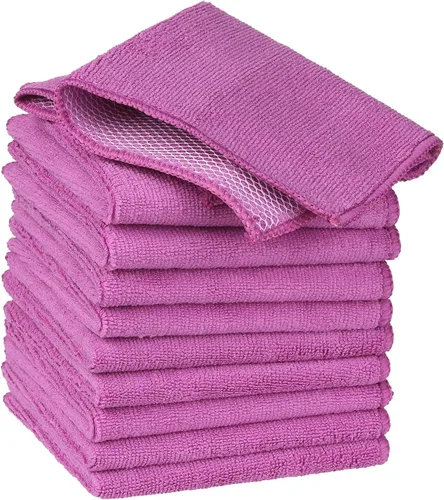 Vista 8 de uxcell Juego de 10 paños de cocina para platos, paños de microfibra absorbentes de secado rápido, trapos de cocina con lado de limpieza de cocina