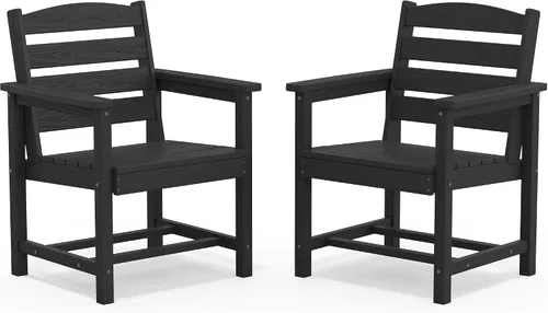 Vista 15 de SERWALL Outdoor HDPE Armless Dining Chairs Set of 2,All-Weather Use,Black Negro