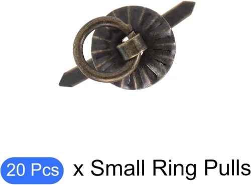 Vista 5 de METALLIXITY Tiradores de anillo pequeño (0.492 in/0.49 pulgadas), 20 unidades, mini tiradores decorativos de hierro, para cajón de gabinete de caja