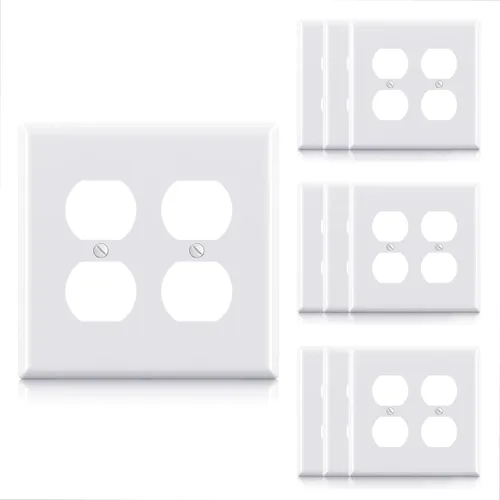 Vista 11 de ELEGRP Placas de pared para receptáculo dúplex de 2 segmentos, tamaño mediano, 4.88 pulgadas de alto x 4.94 pulgadas de largo, cubierta frontal