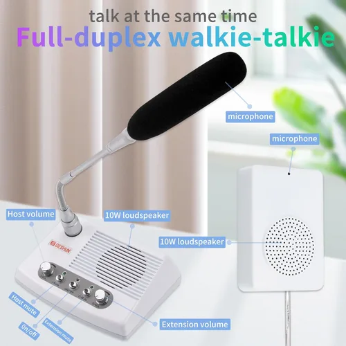 Vista 6 de DESHUN Intercomunicador de ventana DS-989, sistema de altavoces de ventana dúplex completo, altavoz, sistema de intercomunicación para negocios