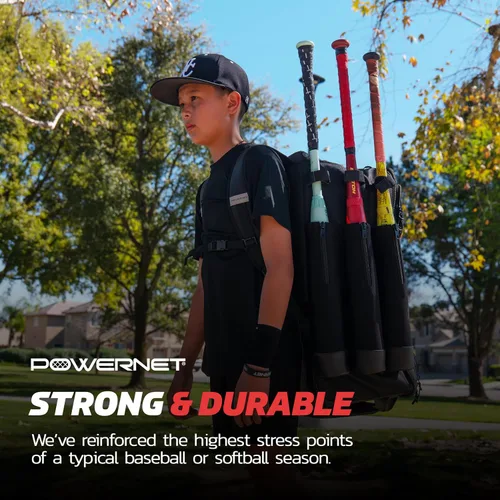 Vista 6 de PowerNet Odyssey - Bolsa de softbol y béisbol, mochila con ruedas para equipo de béisbol, bolsa de murciélago con 4 mangas de murciélago