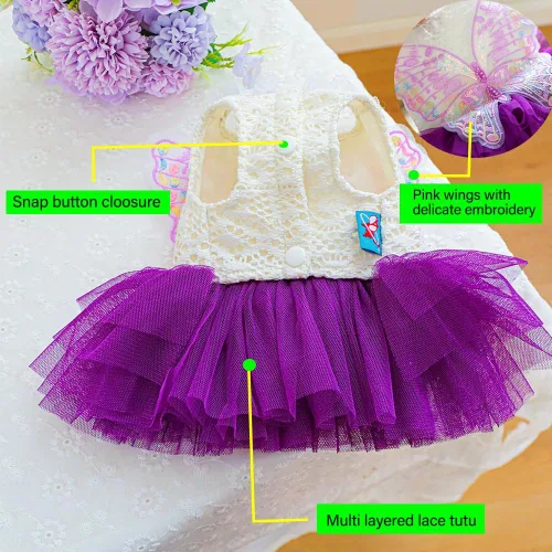 Vista 8 de ANIAC Daisy Vestidos para Perros Pequeños Hembra con Anillo para Correa, Nudo de Lazo Vestido de Boda para Cachorra, Traje de Gato de San Valentín