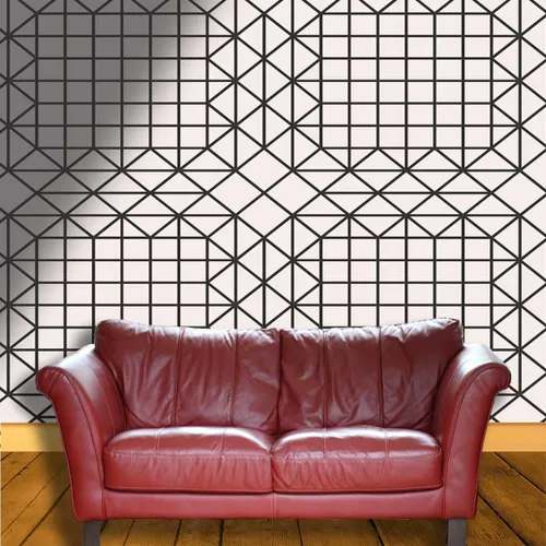 Vista 3 de Papel De Paredes Decorativo Color Claro Techo Papel Tapiz Geometría Celosía Linea Moderno Gabinete Papel Fácil de Limpiar (Ancho) 59 pulgadas X (H)