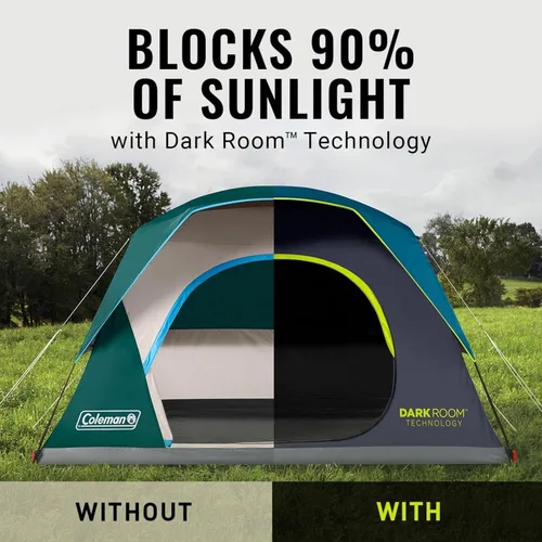 Vista 3 de Coleman Tienda de campaña Skydome para 4/6/8/10 personas con lluvia, configuración de 5 minutos, bloquea el 90% de la luz solar, un 20% más