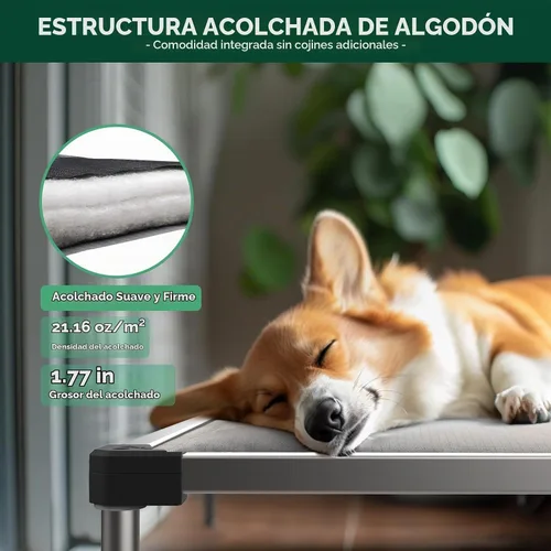 Vista 4 de FXW TitanNest Cama Elevada para Perros a Prueba de Masticación, Catre Elevado para Uso en Interiores/Exteriores/Camping, Cama Acolchada
